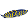 Polish Pottery Fish Shaped Platter 12&quot; Yellow Dots