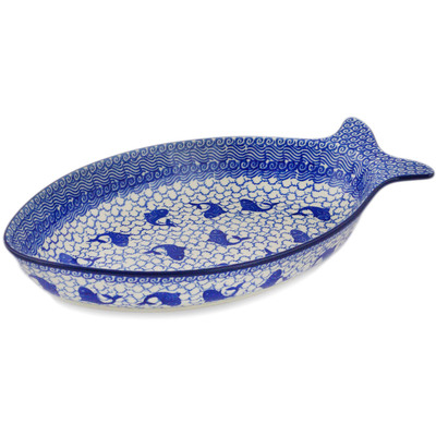 Polish Pottery Fish Shaped Platter 13&quot; Dancing Fish