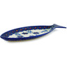 Polish Pottery Fish Shaped Platter 13&quot; Field Of Blue UNIKAT