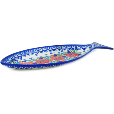 Polish Pottery Fish Shaped Platter 13&quot; Red Delight UNIKAT