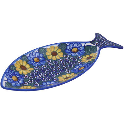 Polish Pottery Fish Shaped Platter 15&quot; UNIKAT