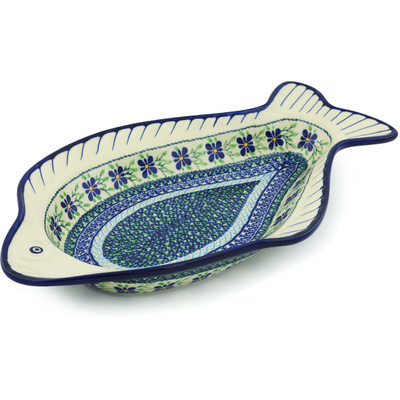 Polish Pottery Fish Shaped Platter 17&quot; Sweet Violet