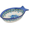 Polish Pottery Fish Shaped Platter 8&quot; Forget Me Not UNIKAT