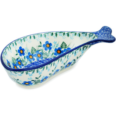 Polish Pottery Fish Shaped Platter 9&quot; Blue Joy
