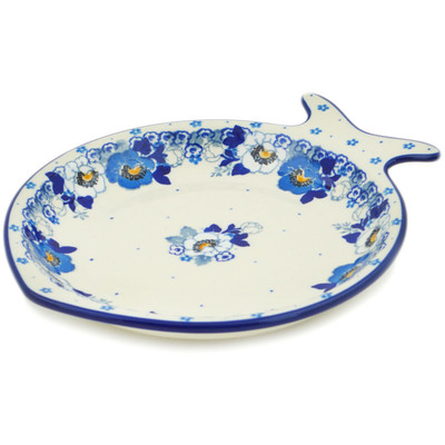 Polish Pottery Fish Shaped Platter 9&quot; Blue Spring Blue