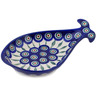 Polish Pottery Fish Shaped Platter 9&quot; Peacock Leaves