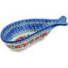 Polish Pottery Fish Shaped Platter 9&quot; Red Pansy