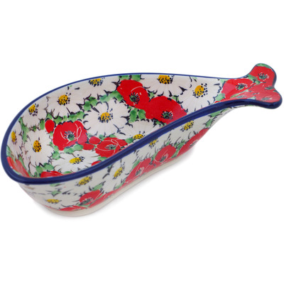Polish Pottery Fish Shaped Platter 9&quot; Spring Blossom Harmony UNIKAT