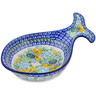 Polish Pottery Fish Shaped Platter 9&quot; Spring Pond UNIKAT