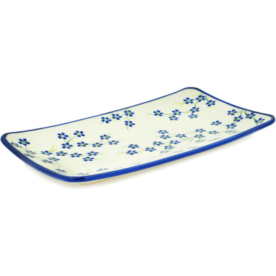 Polish Pottery Flat Plate 12&quot; Blooming Vines
