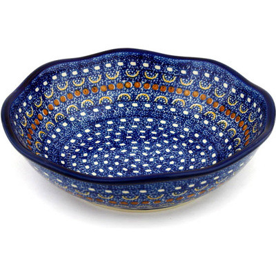 Polish Pottery Fluted Bowl 10&quot; Blue Horizons