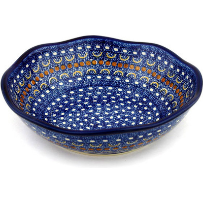 Polish Pottery Fluted Bowl 10&quot; Blue Horizons