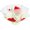 Glass Fluted Bowl 10&quot; Frosty Poppies