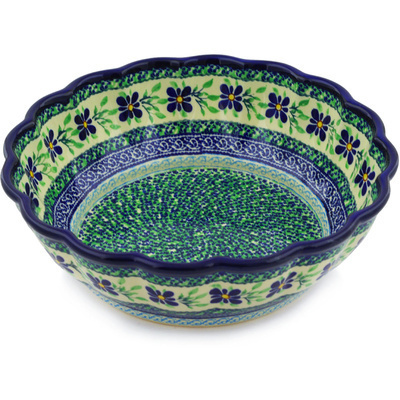 Polish Pottery Fluted Bowl 10&quot; Sweet Violet