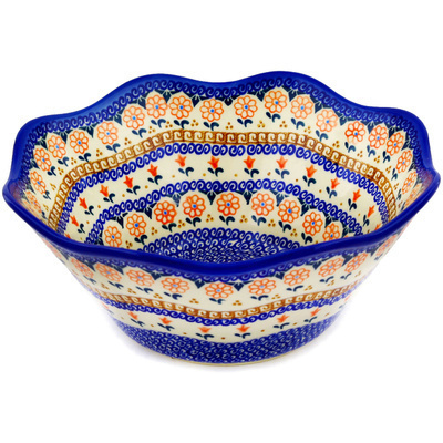 Polish Pottery Fluted Bowl 11" Amarillo
