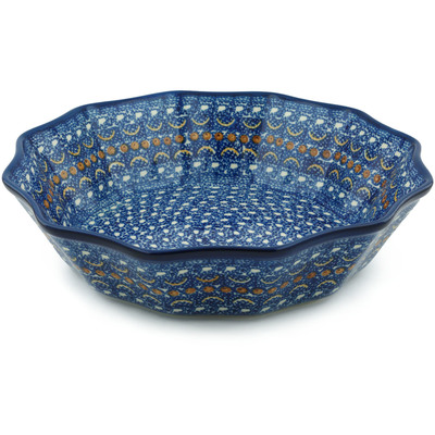 Polish Pottery Fluted Bowl 11&quot; Blue Horizons