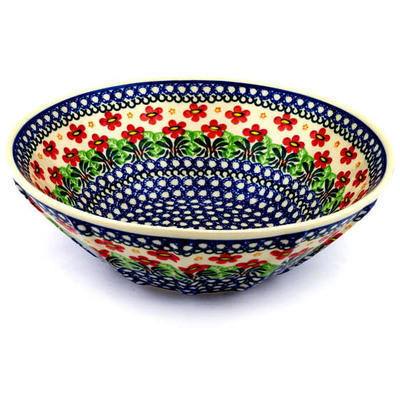 Polish Pottery Fluted Bowl 11&quot; Buenos Dias