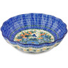 Polish Pottery Fluted Bowl 11&quot; Butterfly Blues UNIKAT