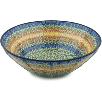 Polish Pottery Fluted Bowl 11&quot; Grecian Sea