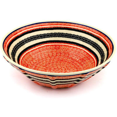 Polish Pottery Fluted Bowl 11&quot; La Naranja