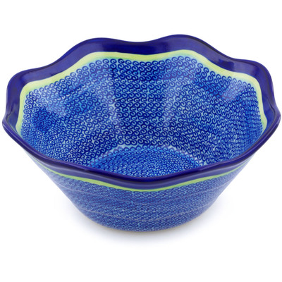 Polish Pottery Fluted Bowl 11" Midnight Eclipse