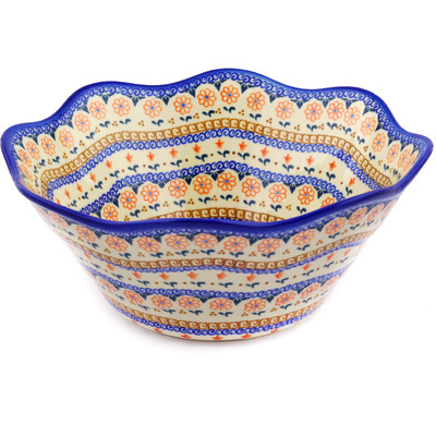 Polish Pottery Fluted Bowl 13" Amarillo