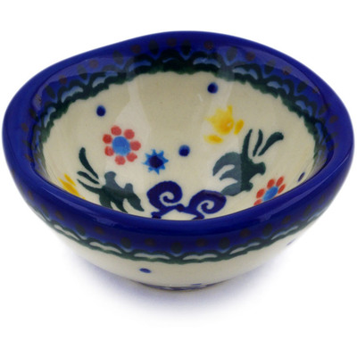 Polish Pottery Fluted Bowl 3&quot; Spring Flowers UNIKAT