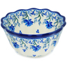 Polish Pottery Fluted Bowl 4&quot; Blue Grapevine