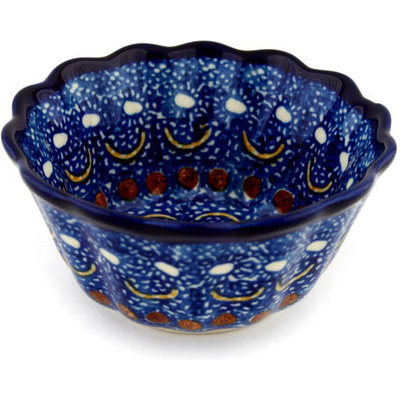Polish Pottery Fluted Bowl 4&quot; Blue Horizons