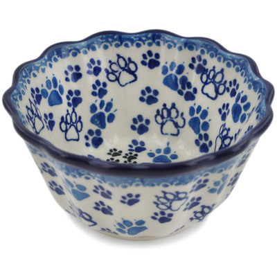 Polish Pottery Fluted Bowl 4&quot; Boo Boo Kitty Paws