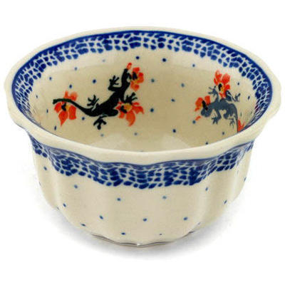 Polish Pottery Fluted Bowl 4&quot; Children&#039;s Dragon Play