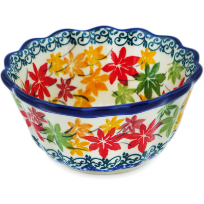 Polish Pottery Fluted Bowl 4&quot; Fall Vibes