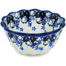 Polish Pottery Fluted Bowl 4&quot; Flowers At Dusk
