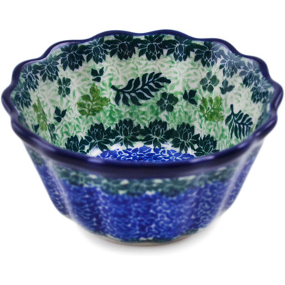Polish Pottery Fluted Bowl 4&quot; Forest Fascination