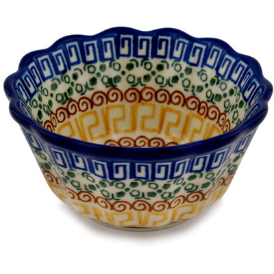 Polish Pottery Fluted Bowl 4&quot; Grecian Sea