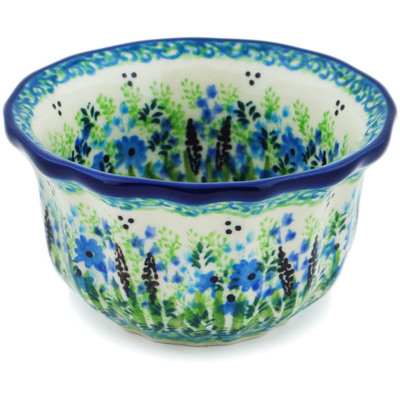 Polish Pottery Fluted Bowl 4&quot; Lavender Meadow UNIKAT