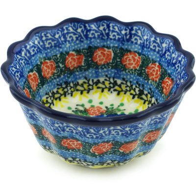 Polish Pottery Fluted Bowl 4&quot; Splendid Vase UNIKAT