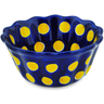 Polish Pottery Fluted Bowl 4&quot; Yellow Dots