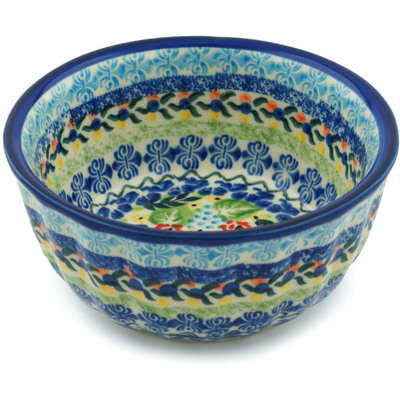 Polish Pottery Fluted Bowl 5&quot; Flor-de-lis UNIKAT