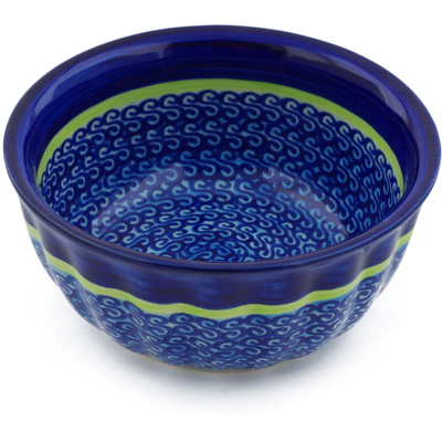 Polish Pottery Fluted Bowl 5&quot; Midnight Eclipse
