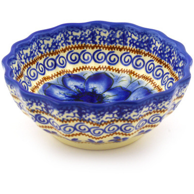 Polish Pottery Fluted Bowl 5&quot; Midnight UNIKAT