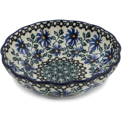 Polish Pottery Fluted Bowl 6-inch Blue Chicory