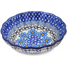 Polish Pottery Fluted Bowl 6-inch Blue Daisy Chain
