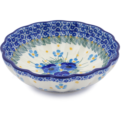 Polish Pottery Fluted Bowl 6-inch Blue Dreams