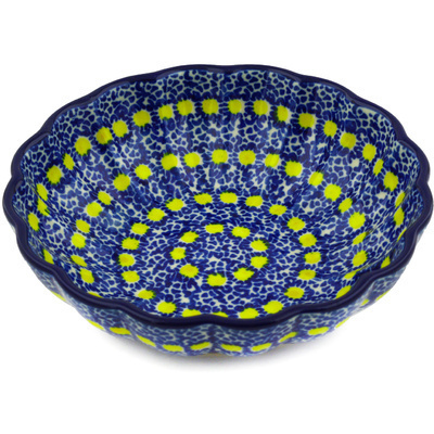Polish Pottery Fluted Bowl 6-inch Blue