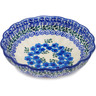 Polish Pottery Fluted Bowl 6-inch Blue Poppy Wreath