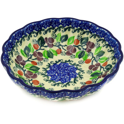 Polish Pottery Fluted Bowl 6-inch Cherries Jubilee