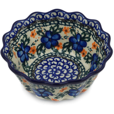 Polish Pottery Fluted Bowl 6&quot; Cobblestone Garden