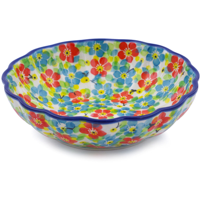 Polish Pottery Fluted Bowl 6-inch Colorful Dizziness UNIKAT