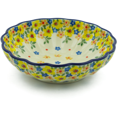 Polish Pottery Fluted Bowl 6-inch Country Spring